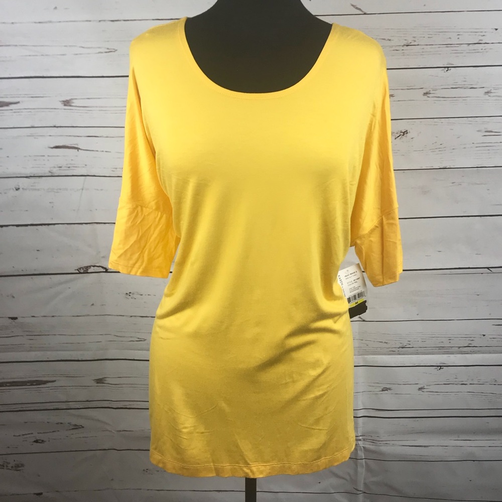 Karen Kane Plus Side Slit Tunic Yellow Size M